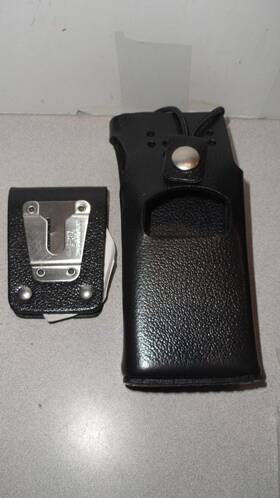 A W Enterprises Mr6060-3bw Hard Leather Case With Belt Loop For Long Motorola Ht220/mt500 Two Way Radio