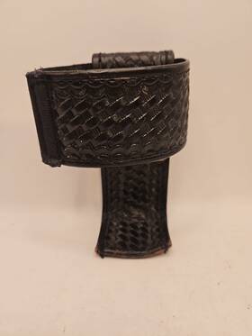 Dutyman 4121 Radio Pouch 41121 Basketweave Leather Steel Based Black Holder Law Pro