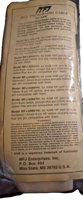 Mfj-5080yv Mfj Tnc-to Radio Cable For Kam Mfj-5080yv Mfj Tnc-to Radio Cable For Kam