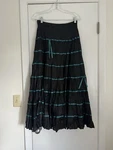 Vintage 90S Y2K Betsy Johnson Tiered Ruffle Maxi Box Skirt Black Size 6. Fixed Price $80.00.