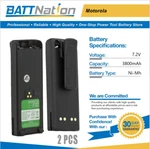 2X 7.2V 3800MAH Nimh Battery For Motorola NTN7143, NTN7143A, NTN7143B, NTN7143CR. Fixed Price $66.58.