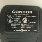 Condor Used #d 6 311-1 Power Transformer, 9 Vdc Output. Fixed Price $9.00.