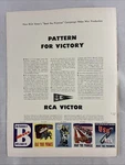 Rca Pattern For Victory Wwii Ad, 1942, War Production, "beat The Promise". Fixed Price $9.99.