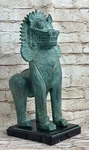 Chinese Foo Dog Guardian Lion Bronze Sculpture Statue Signed Handmade Art 13". Fixed Price $274.50.