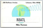 1979 Qsl Card N8ATL Lebanon Ohio Amateur Radio Ham Confirmation A26. Fixed Price $13.95.