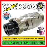 Cb Adapter Workman C4P4M 4-PIN Midland To Cobra Radio Microphone Plug. Fixed Price $11.95.