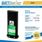 7.2V 1700 Mah Nimh Battery For Icom BP-224, BP-224H, BP-252, M2A, GM1600. Fixed Price $25.45.
