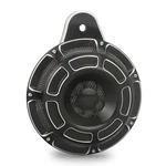Black Cnc Beveled Horn Cover For Harley Big Twin Flhr Touring Road King 91-19. Fixed Price $75.00.