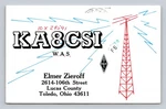 Ham Radio Qsl/qso KA8CSI Toledo Oh Usa 1980 Yaesu FT107M 10M Tower Art. Fixed Price $16.99.