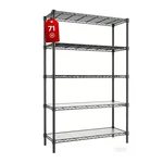 5-TIER Garage Rack Wire Unit Adjustable Storage Shelf Steel Heavy Duty Black 71". Fixed Price $53.00.