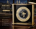 Seiko World Time Desk Clock Quartz Brass Glass Rare QZ885A Japan. Fixed Price $125.99.