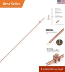 3/8"X4' Sturdy Copper Ground Rod With Wire Clamp - Ideal For Antennas & Fences. Fixed Price $39.99.