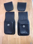 2)BIANCHI Universal Radio Holder Swivel Back Accumold Elite Leather Basket Weave. Fixed Price $49.00.