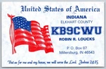 1989 KB9CWU Qsl Card Millersburg Indiana Amateur Ham Radio Flag W5MZM A405. Fixed Price $9.07.