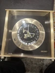 Vtg Seiko Brass World Military Time Desk/mantel Clock W/ Second Hand - QQZ885A. Fixed Price $59.99.