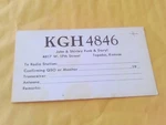 Postcard Size Amateur Ham Radio Kgh 4846 John Shirley Funk Daryl Topeka Kansas. Fixed Price $19.99.
