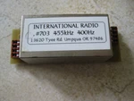 Inrad 703-C 400HZ Plug Cw Filter (455KHZ Center Frequency) Excellent Shape. Fixed Price $130.00.