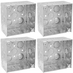 (4 Pack) 4'' Square Electrical Box, Ten 1/2'' And Six Tko Knockouts, Welded.... Fixed Price $20.99.