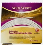 Radio Shack Gold Series 25' Quad-shielded Coaxile White Cable RG-6/QS 75 Ohm New. Fixed Price $14.95.